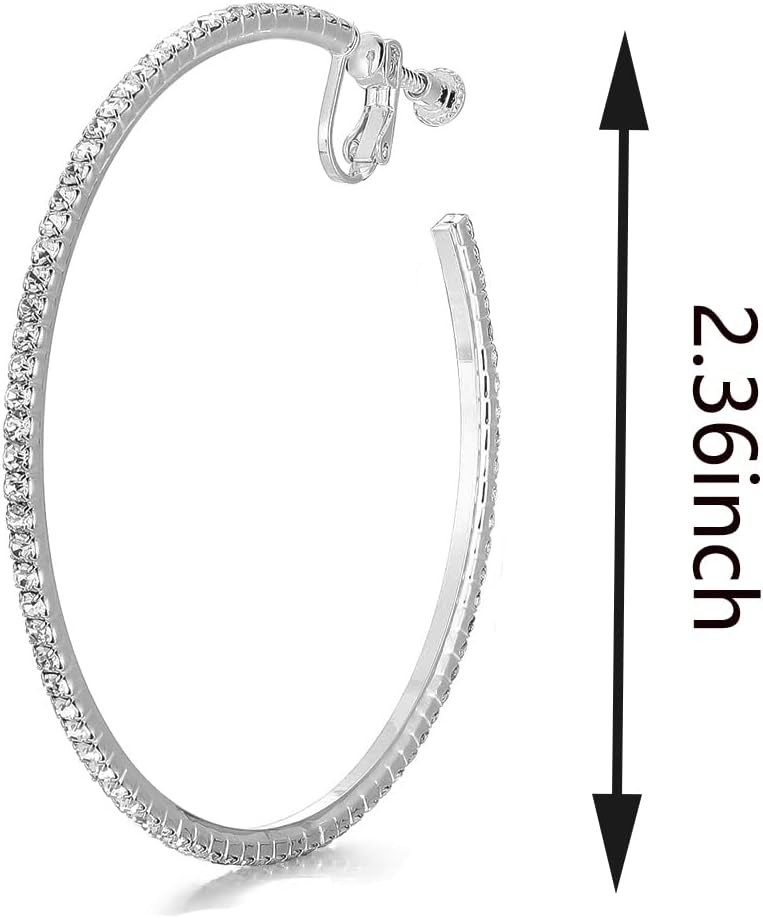 LAXPICOL Fashion Sparkly Austrian Circle Hoop Earrings Clip On Earrings For Women No Piercing Earrrings - Image 3